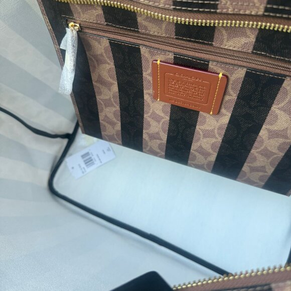 coach Large City Tote Bag In Signature Canvas With Stripe cbi03 - Picture 6 of 8